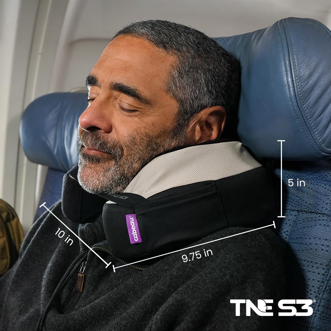 Cabeau The Neck's Evolution, TNE S3 Travel Neck Pillow Memory Foam Airplane Pillow - Neck Pillow with Attachment Straps - 360-Degree Support for Travel, Home, Office, and Gaming - (Vegas Neon)