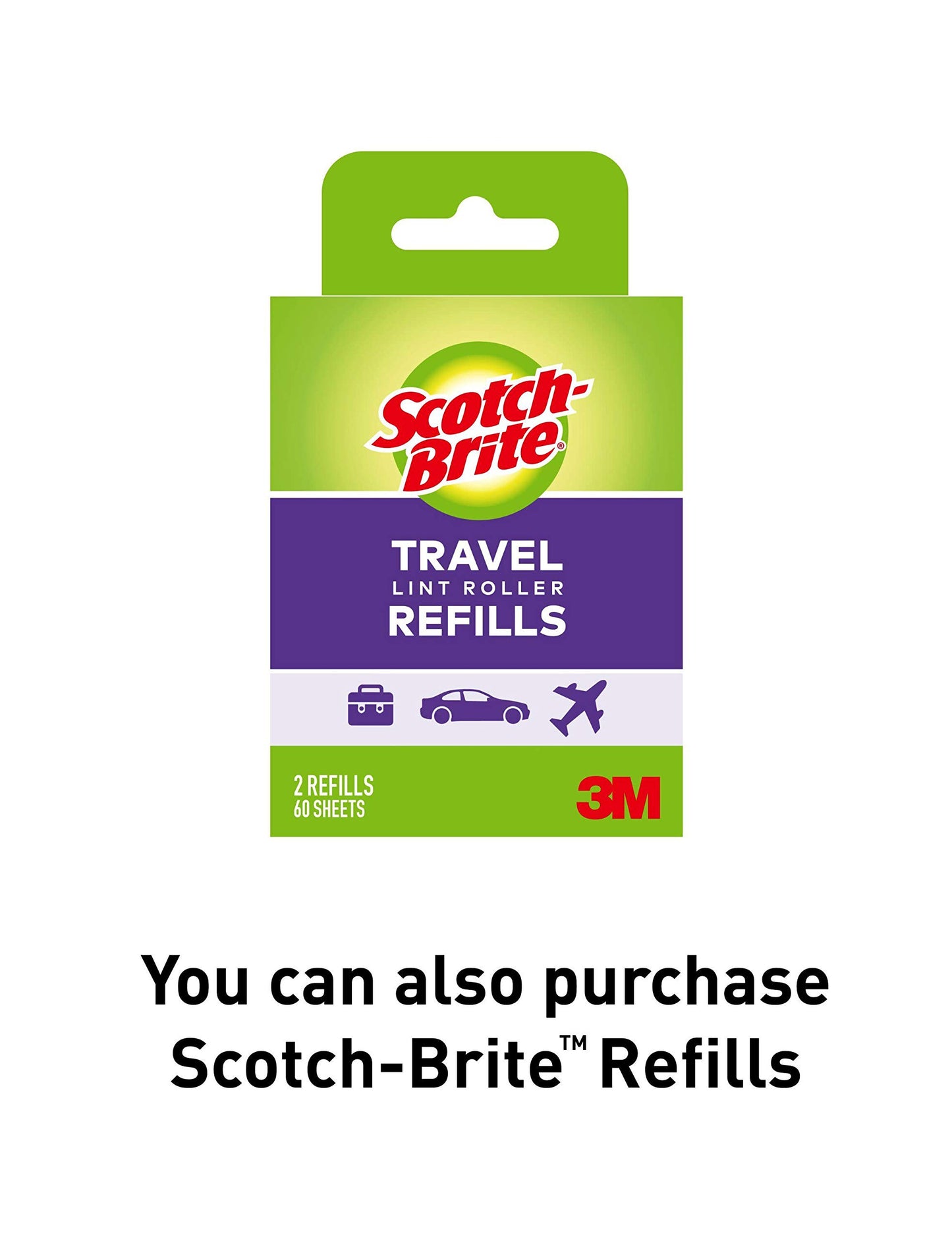 Scotch-Brite Mini Travel Lint Roller, Works Great On Pet Hair, 30 Sheets