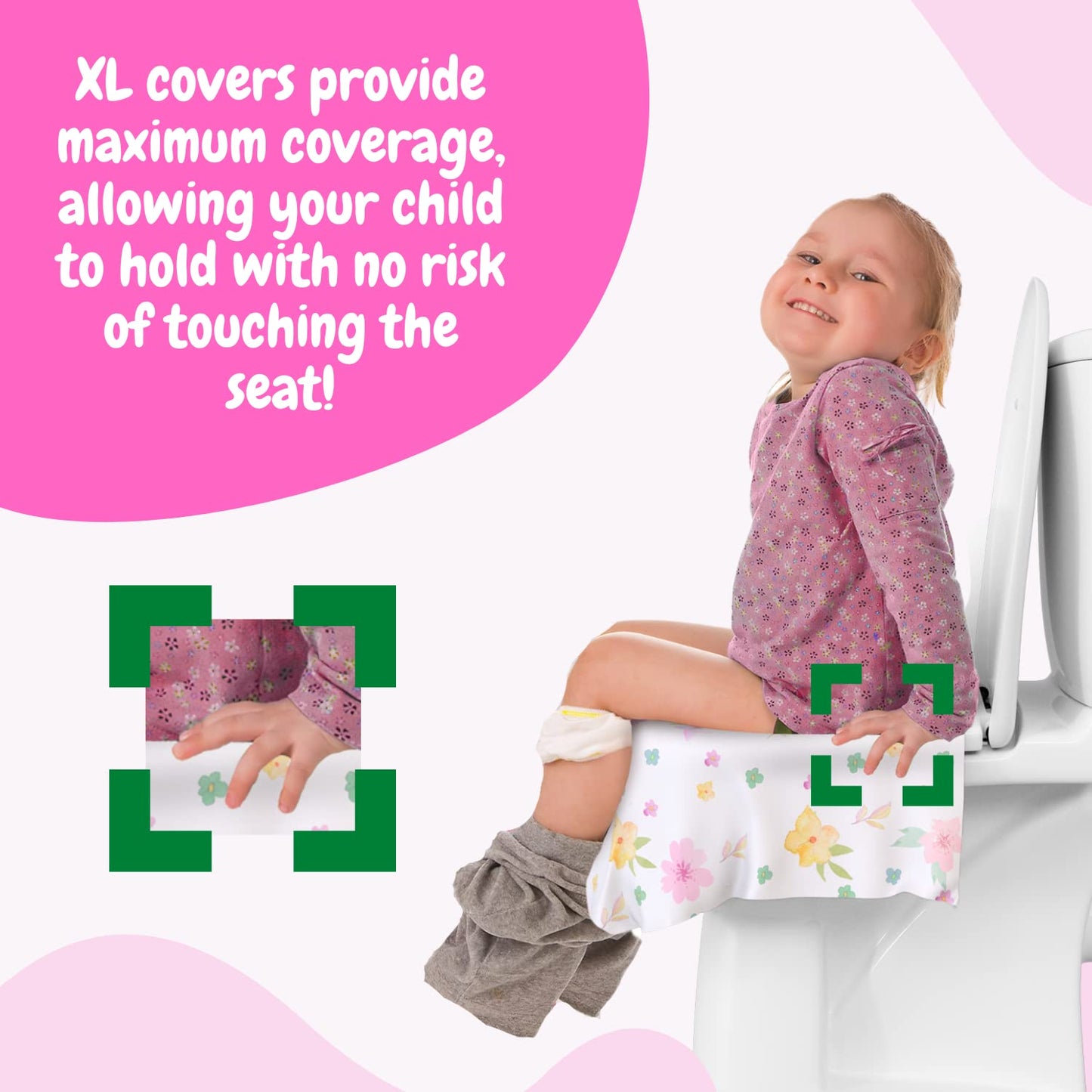 Eli with Love 20 Pack Extra Large Disposable Toilet Seat Cover (Floral) – Toddler Toilet Covers For Full Coverage On Toilet or Potty – Ideal Travel Toilet Seat Covers For Kids and Adults