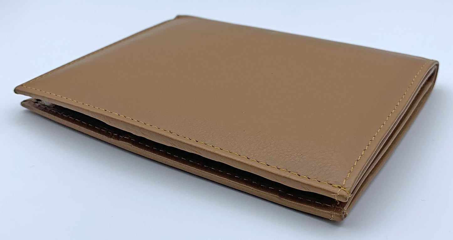 Leather RFID-Shielding Passport Holder and Wallet (Light Brown)