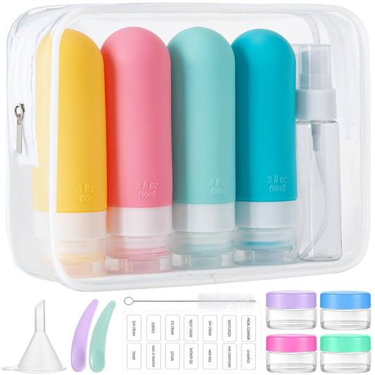 16-Piece Travel Toiletries Set with 3 oz. Bottles (Spring Colors)