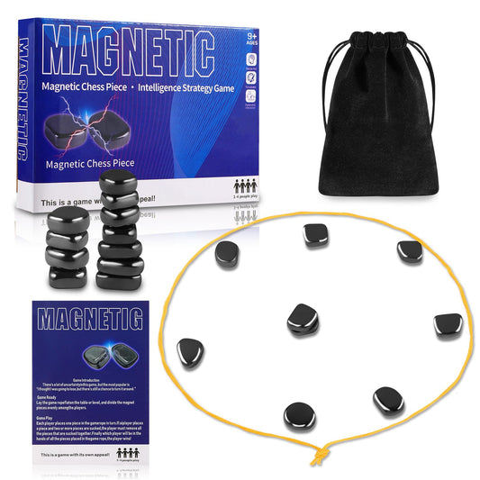 Magnetic Chess Game with Stones Set, Magnetic Chess Game with Rocks, Magnet Game with String, Family Gatherings Board Travel Games for Kids Valentine's Day Easter Gifts