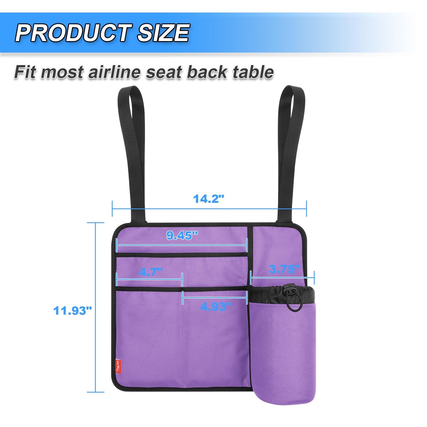 Airplane Seat Back Organizer with Hygienic Tray Table Cover (Purple)