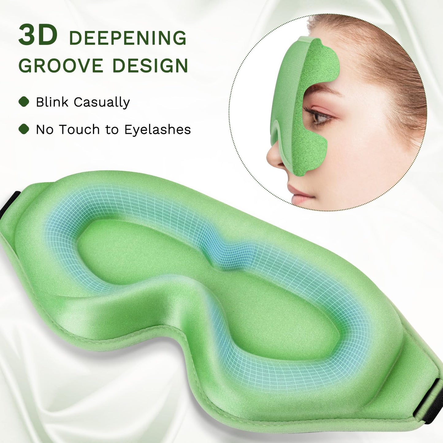 FlyCoco 3D Contoured Sleep Mask that Blocks 99% of Light (Light Green)