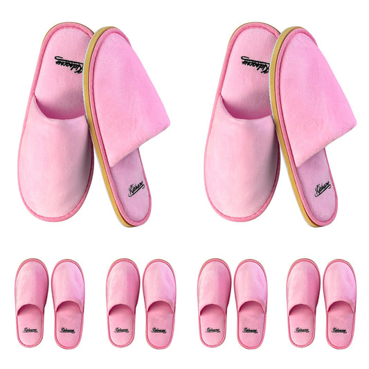 KIDOACOW 6 Pairs Disposable Slippers for Guests Non-slip Spa Slippers, Super Large Crystal Velvet Closed Toe Guest Slippers Reusable Thickened Upper&Sole Hotel Slippers for Women, Men, Indoor, Travel