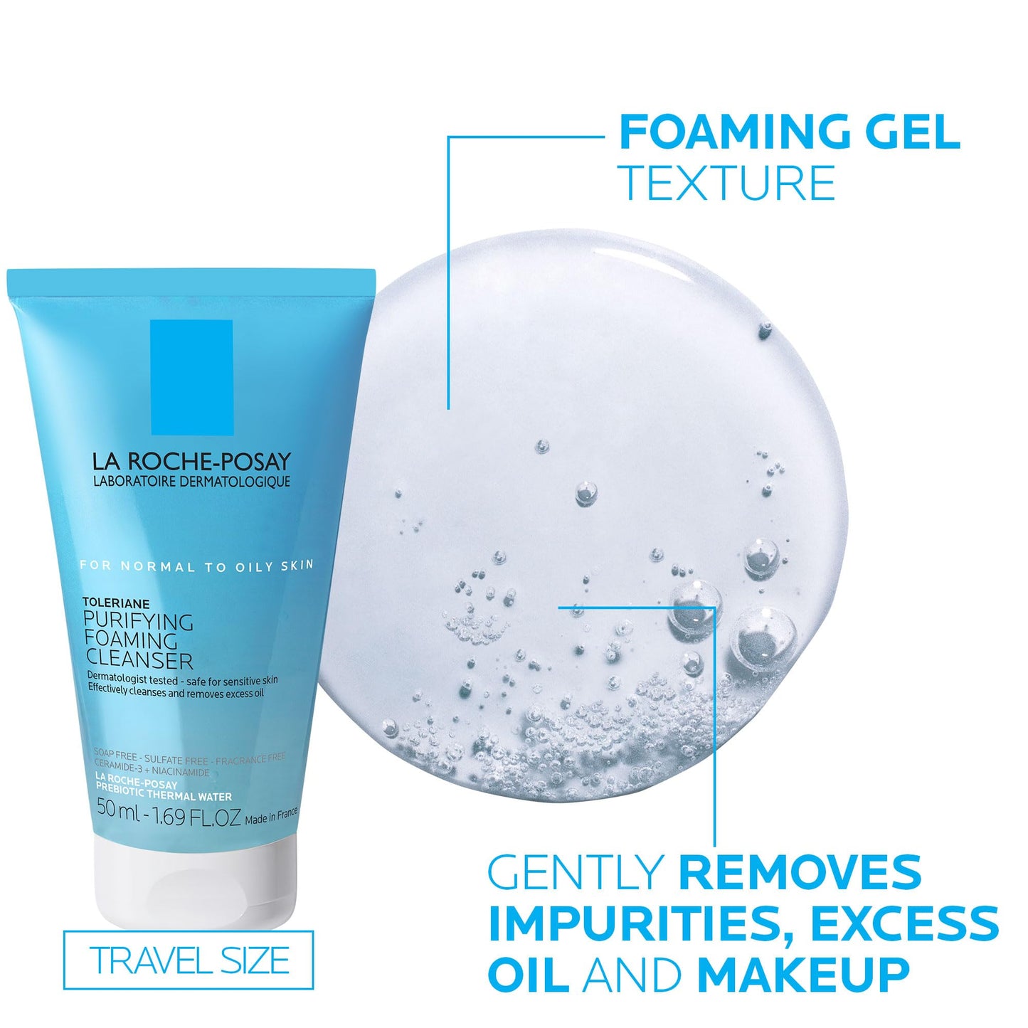 La Roche-Posay Toleraine Skin Care Set, Double Repair Face Moisturizer 100ml & Purifying Foaming Facial Cleanser 50ml, Oil Free Moisturizer & Face Wash For Oily Skin, Formulated with Niacinamide