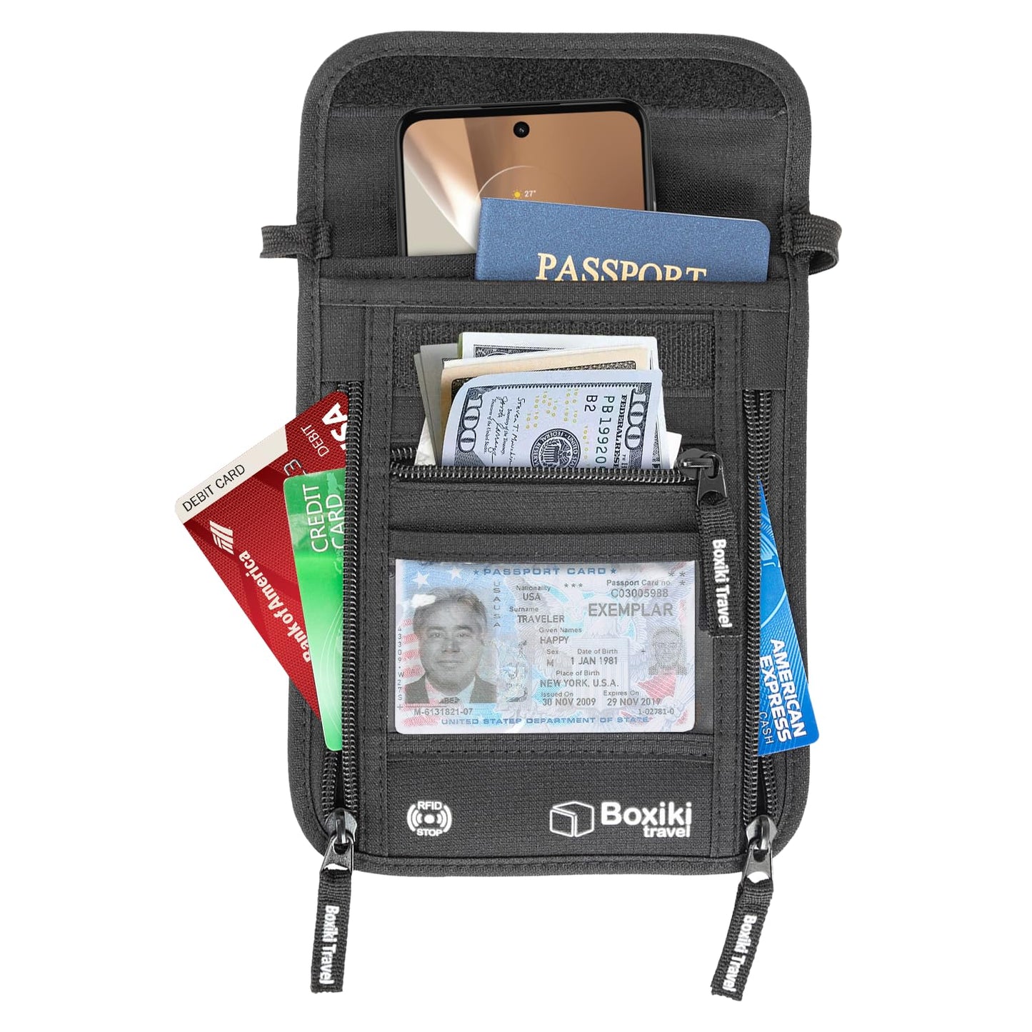 Complete RFID Travel Security Kit - Sleeves, Neck Wallet, and Passport Holder for Ultimate Protection.