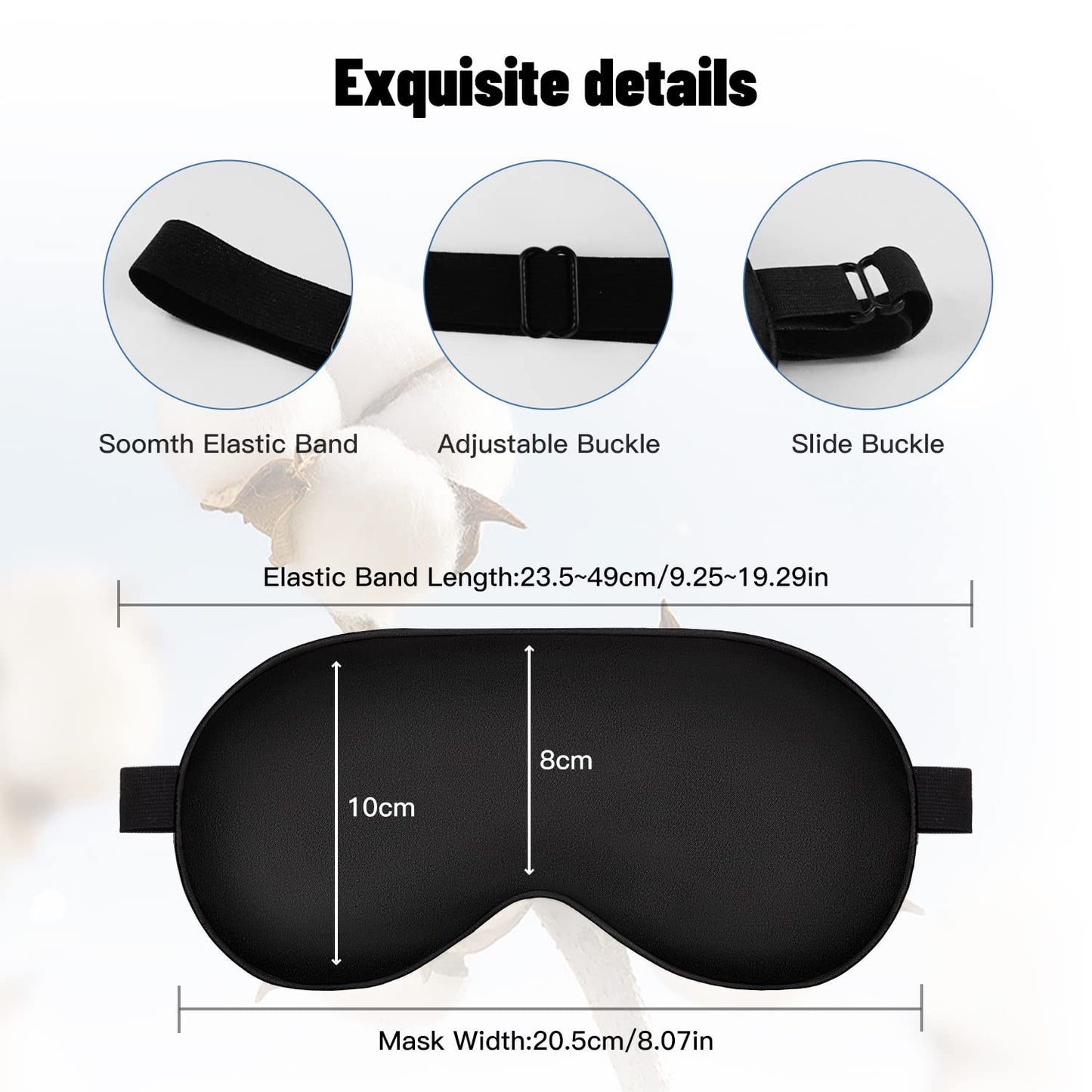 Satin Sleep Mask with Adjustable Strap (Black)