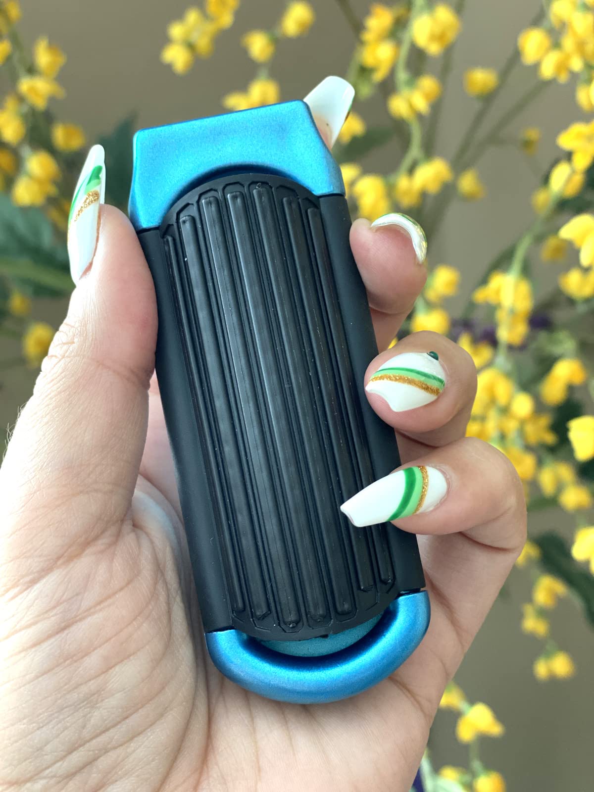 Pocket-Size Folding Travel Brush with Mirror (Blue)