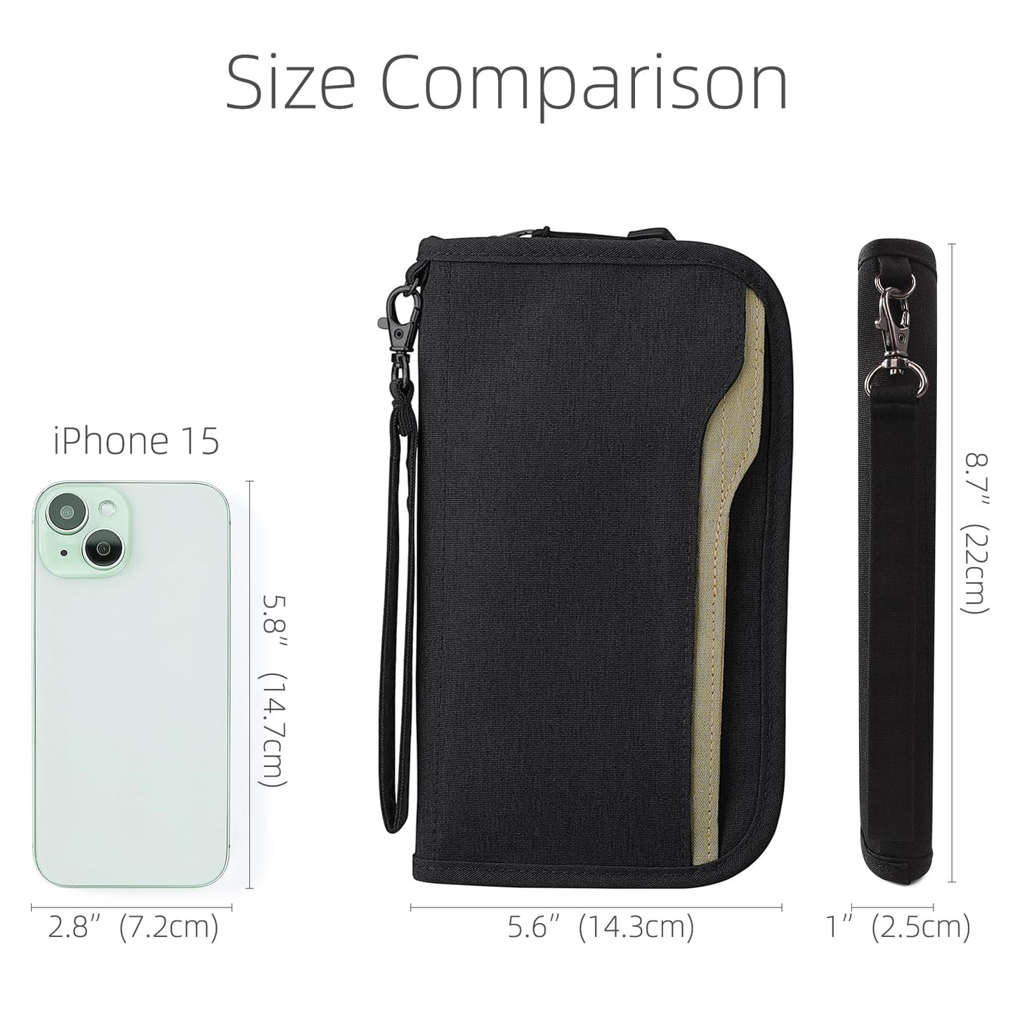 ZOPPEN Rfid Passport Holder Travel Wallet Family Documents Organizer Travel Accessories for 6 Passport, #01 Black