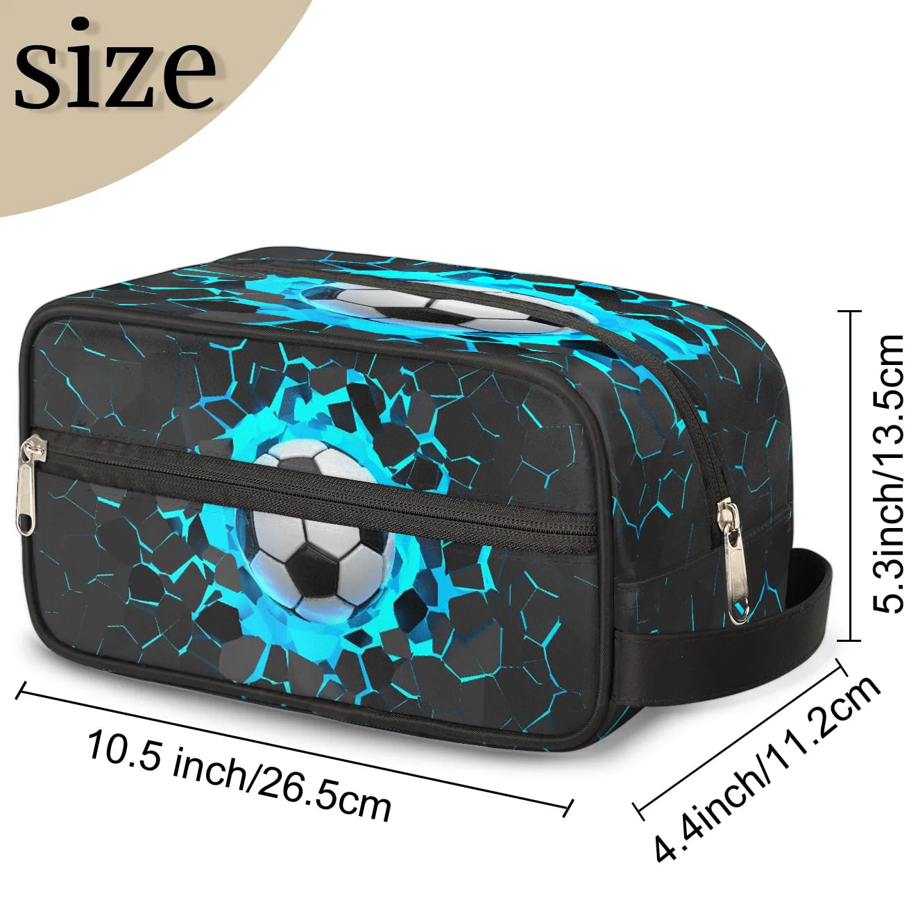 ADTASU 3D Light Wall Football Kids Toiletry Bag for Boys, Kids Dopp Kit, Waterproof Lightweight Cosmetic Bag Wash Bag Shaving Bag for Boys for Kids Toddler Travel Essential