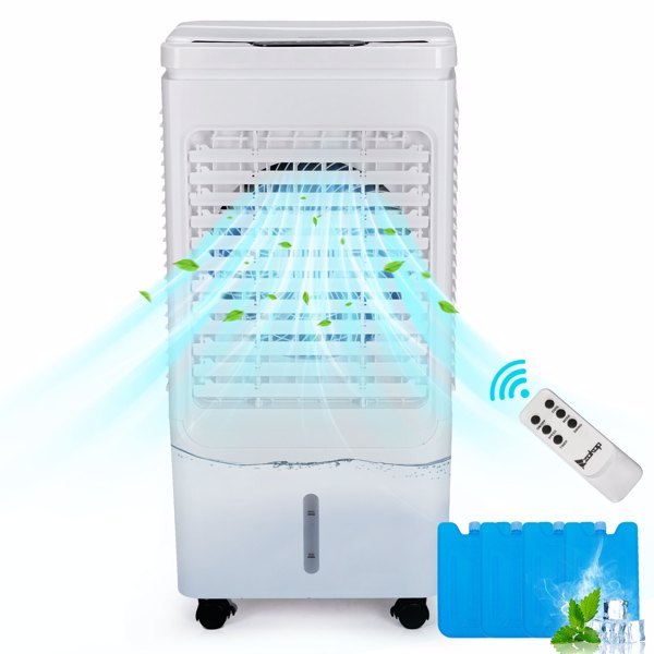 FREE U.S. SHIPPING! “Menofan Maxi” 10-Gallon ZOKOP FLS-Z33DR Electric Fan 110V 150W 40L With Remote Control, With LCD Display, With 4 Ice Crystals, With Casters, ABS Plastic, White