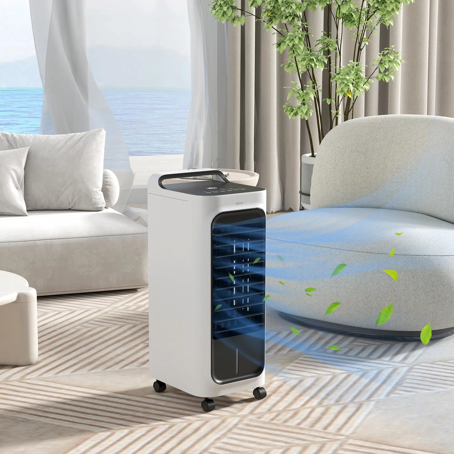 FREE U.S. SHIPPING! “Menofan Midi” 1.3 Gallon HOMCOM Evaporative Air Cooler with Ice Packs, 3-in-1 Ice Cooling Fan, Portable Swamp Cooler with Water Tank, Timer, Oscillating, Remote, for  Home, Office or Bedroom