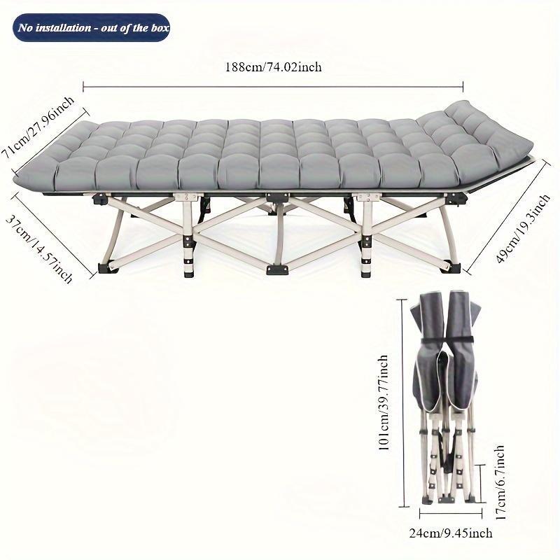 Grey Folding Camping Bed, Heavy Duty Rollaway Bed With Carrying Bag, Suitable For Travel Camp Office, RV Travel Rollaway Bed