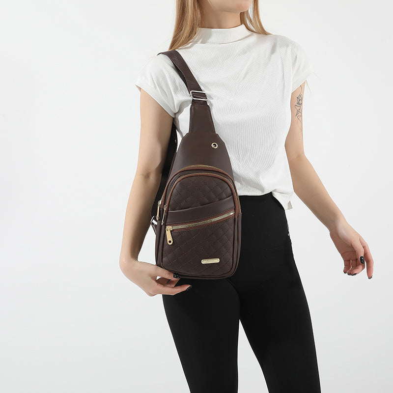 Compact Crossbody Sling Bag with Adjustable Strap and Earphone Hole