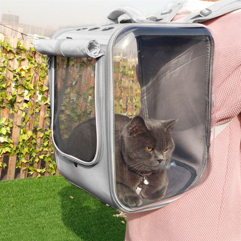 Breathable Space Capsule Pet Carrier Backpack for Travel (Pink or Gray)