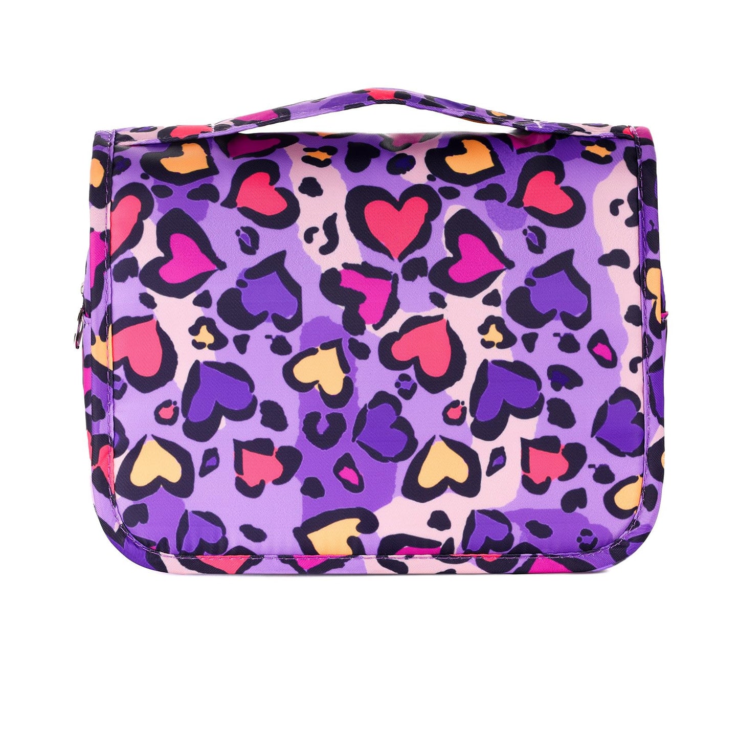 Vipdeal Kids Hanging Toiletry Bag for Girls, Travel Toiletry Bag for Little Young Girls Cosmetic Makeup Waterproof Wash Bag Toddler Traveling Toiletries, Leopard Purple