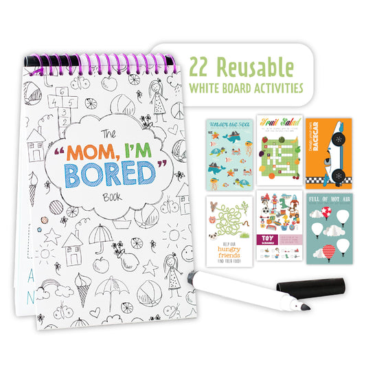 Squirrel Products Original I'm Bored Children's Activity Book, Dry Erase Road Trip Essentials for Kids, Screen Free Activities for Kids Ages 3 and Up