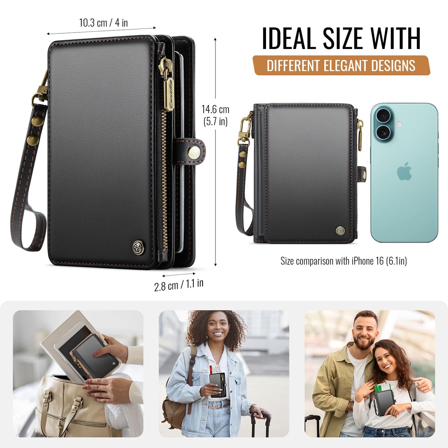 ASAPDOS Passport Holder Wallet Case Wallet for Men Women Black