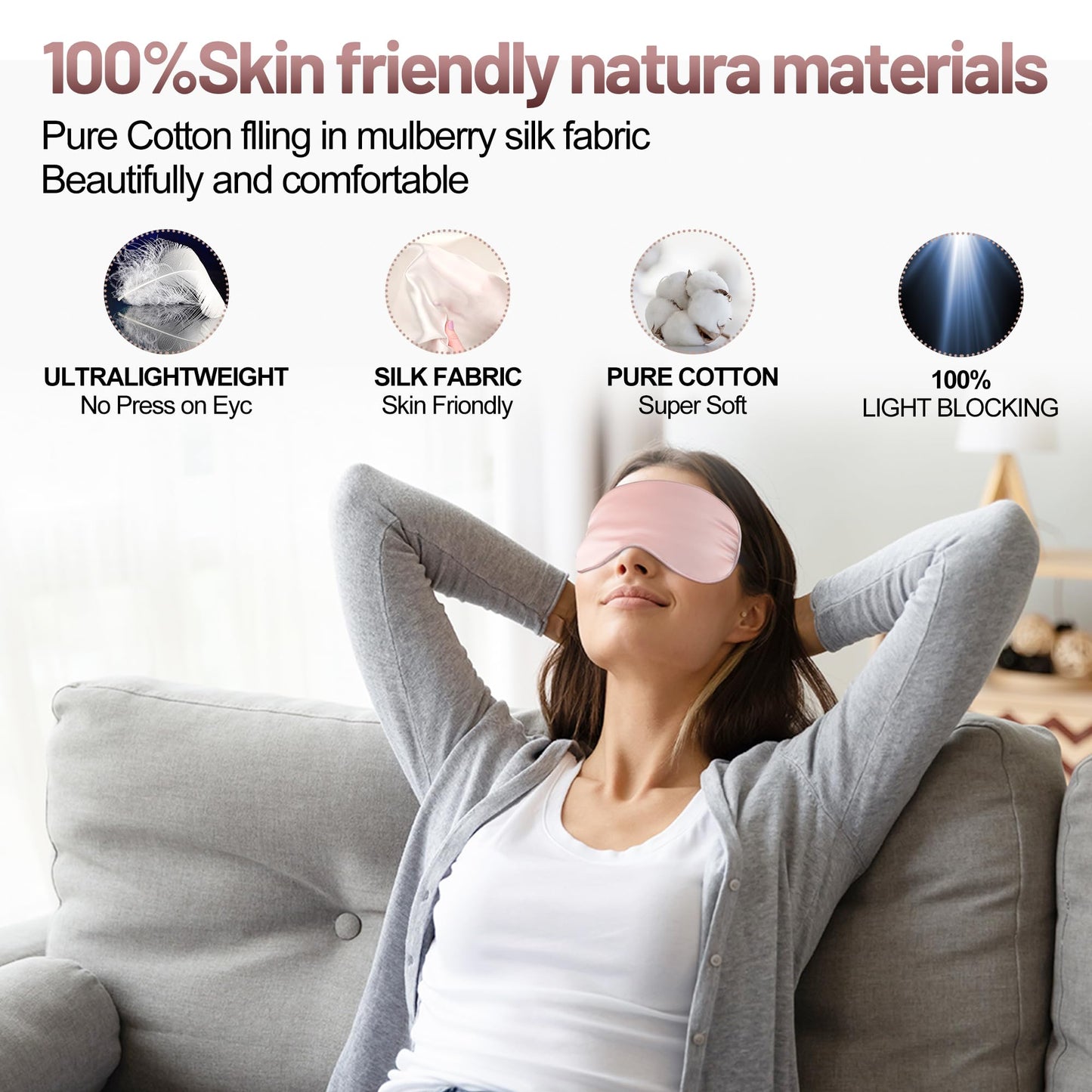 FlyCoco 3D Contoured Sleep Mask that Blocks 99% of Light (Pink)