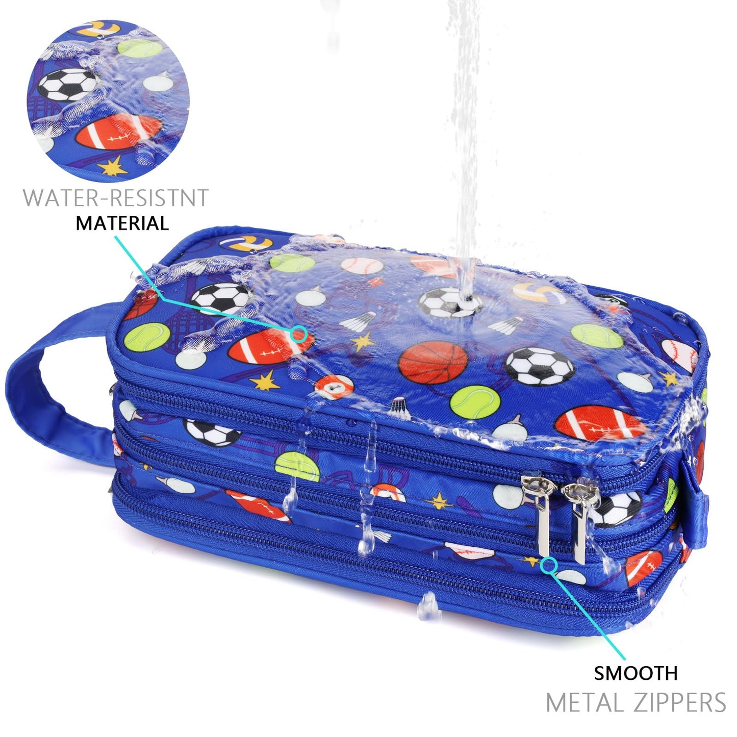 Vipdeal Kids Toiletry Bag for Boys, Travel Toiletry Bag for Little Young Boys Waterproof Hanging Wash Bag Toddler Traveling Toiletries, Soccer Balls Blue