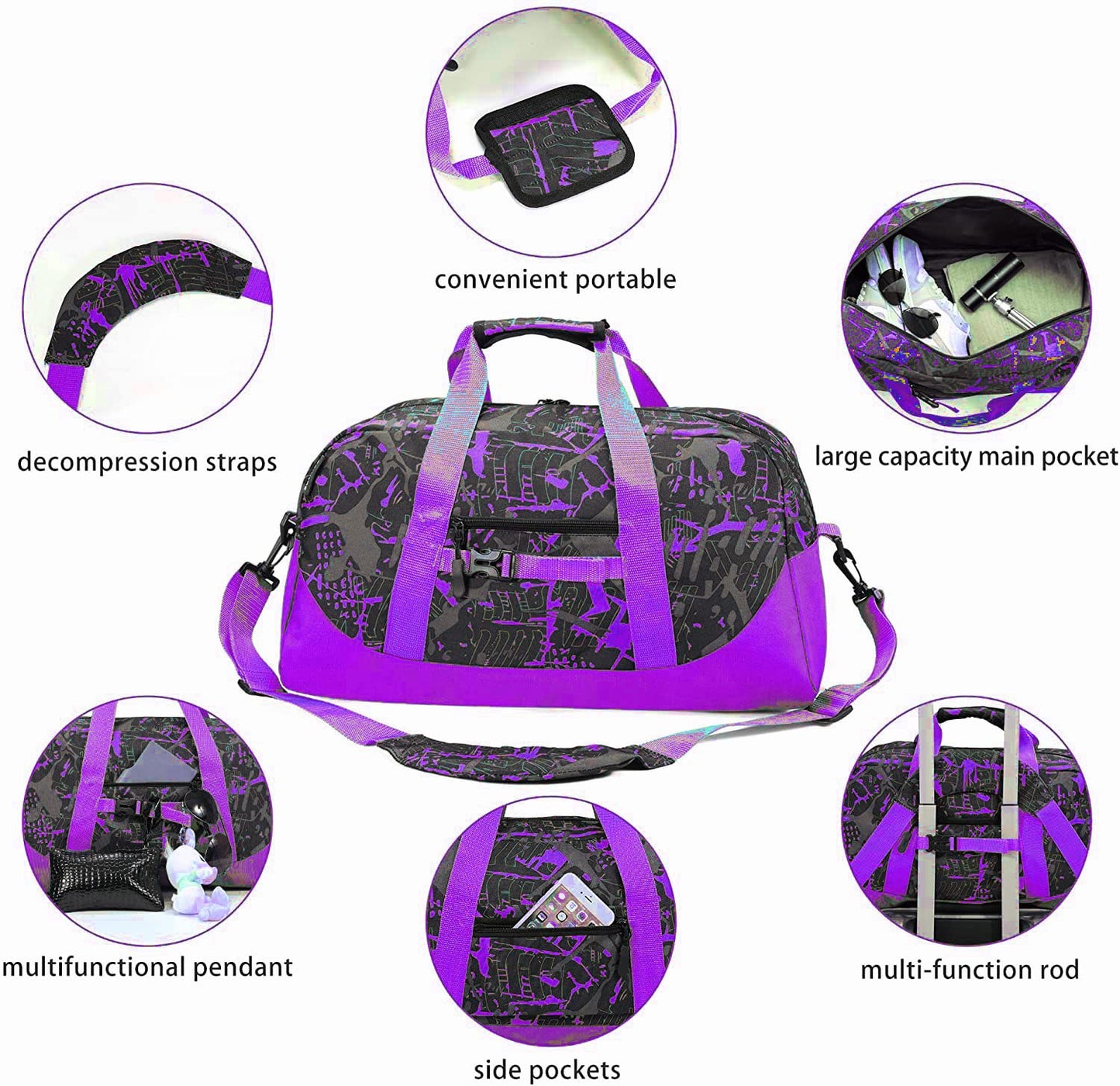 Stumdo Kids Overnighter Duffel Bags for kids, Carry-On Size & Ideal for School Practice or Overnight Travel Weekender Tote for Travel Gym Sport bag for Boys & Girls (11tyzi)