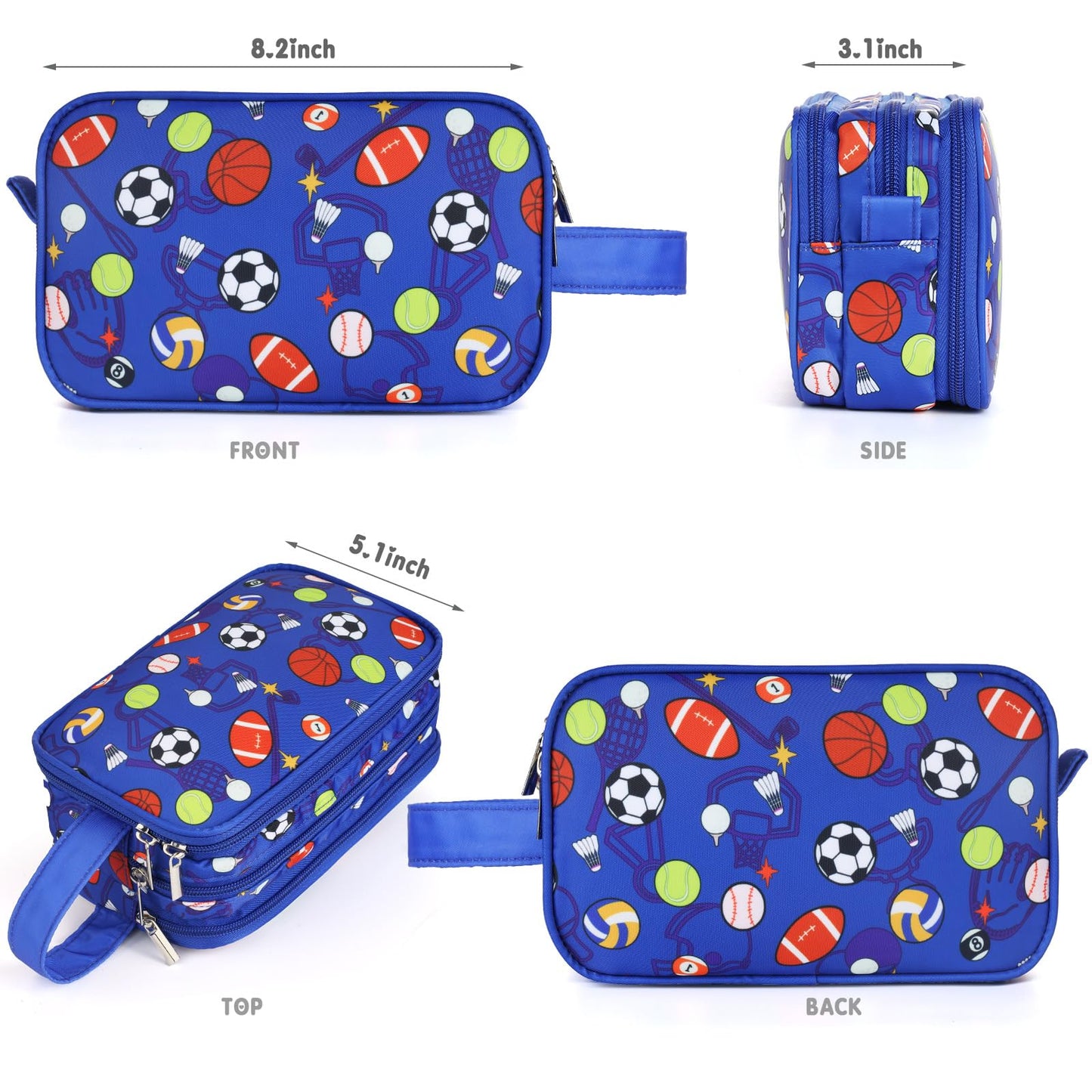 Vipdeal Kids Toiletry Bag for Boys, Travel Toiletry Bag for Little Young Boys Waterproof Hanging Wash Bag Toddler Traveling Toiletries, Soccer Balls Blue