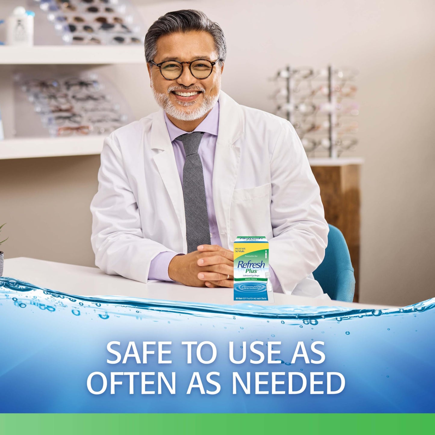 Refresh Plus Lubricant Eye Drops, Preservative-Free, 0.01 Fl Oz Single-Use Containers, 50 Count, Packaging May Vary