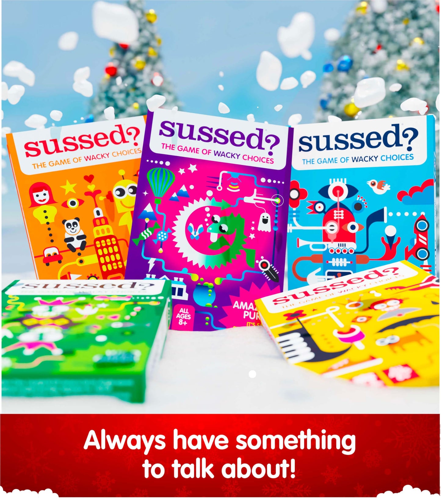 SUSSED The Wacky ‘What Would You Do?’ Social Card Game - Kids Stocking Stuffer & Family Travel Game - Fun & Easy to Play - All Ages 6 and Up - Hello Yellow Deck