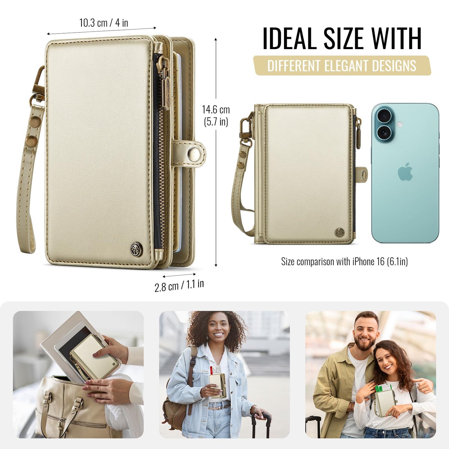 ASAPDOS Passport Holder Wallet Case Wallet for Men Women Gold