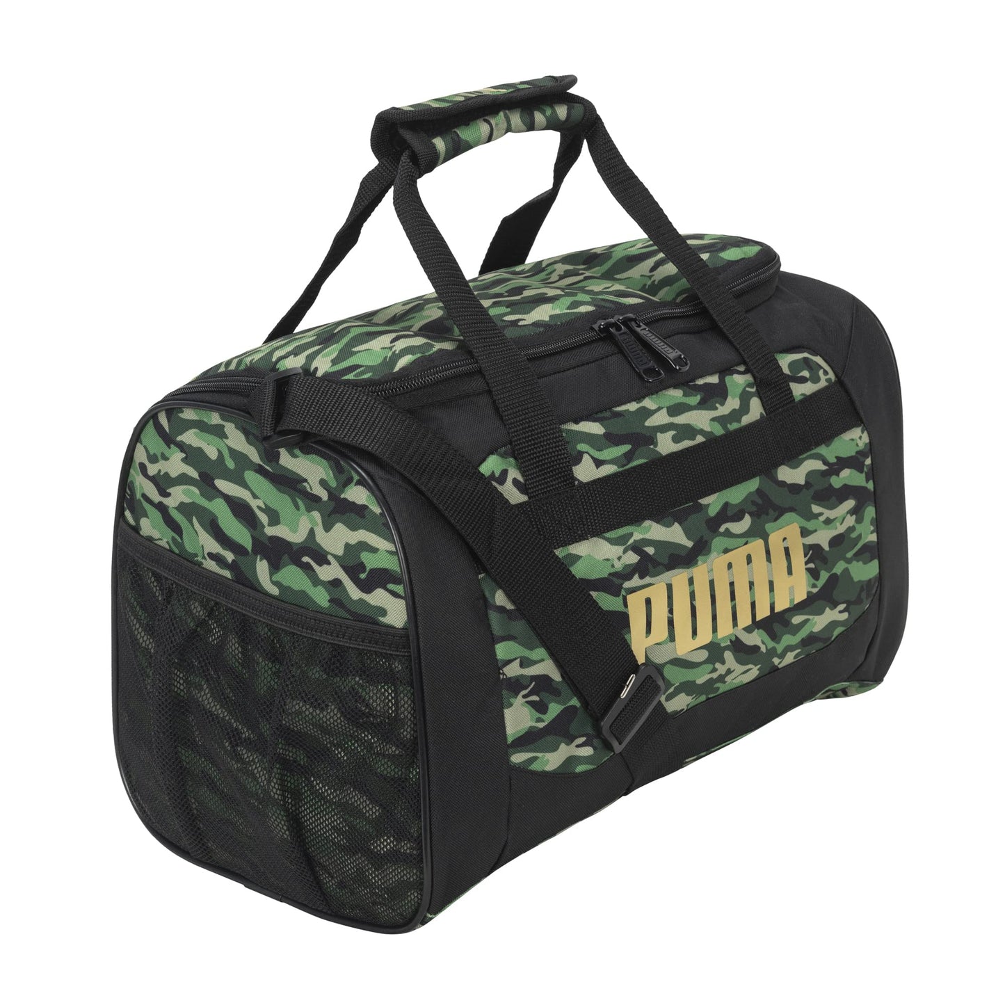 PUMA Kids' Evercat Transformation Duffel Bag, Green Camo/Gold, One Size