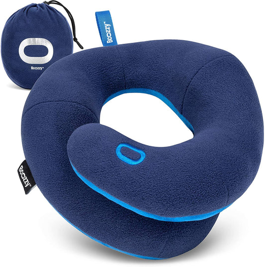 BCOZZY Kids Travel Neck Pillow (3-7 Y/O)- Patented Soft Toddler Pillow for Head & Chin Support in Car Seat, Airplane, and Road Trip Sleeping. Adjustable Size. Fully Washable. Carry Bag. Small, Navy