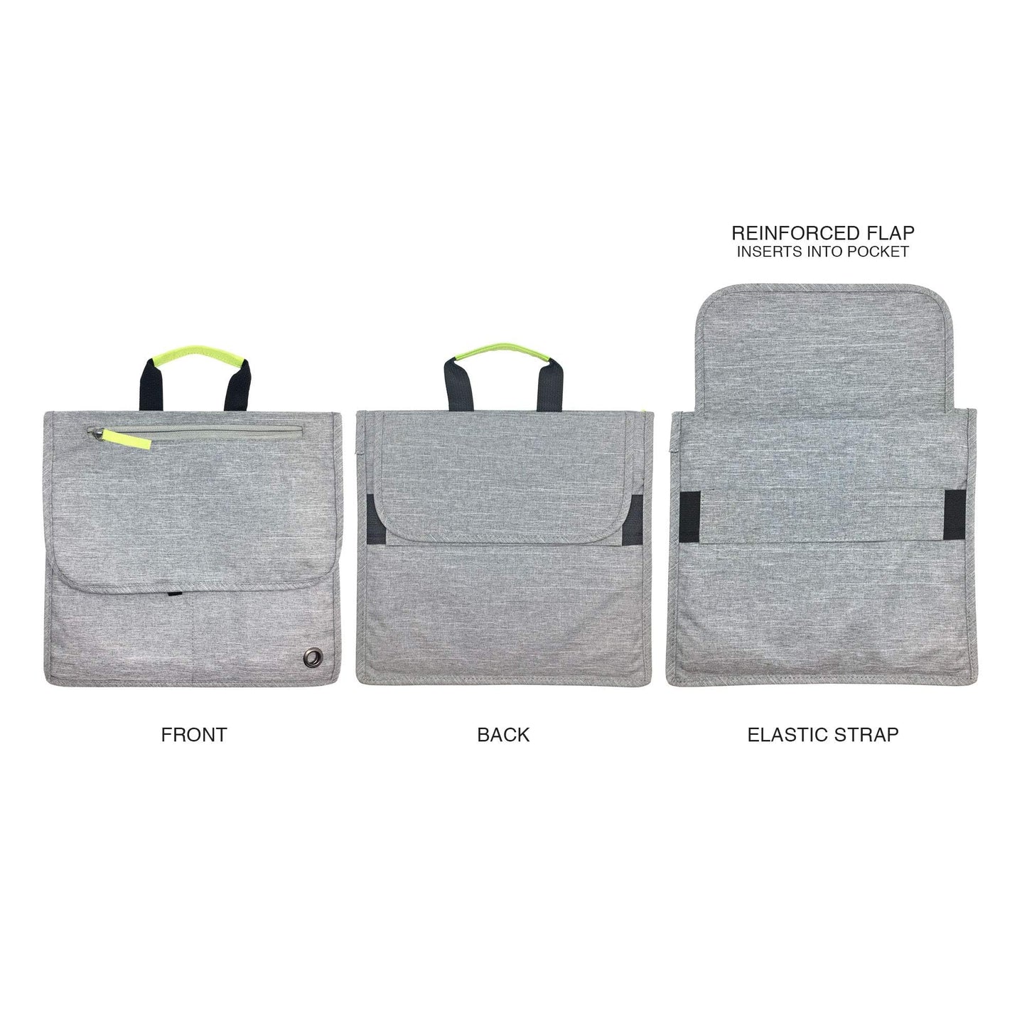 SO~MINE Airplane Pocket Organizer | Tray Table Cover | In Flight Seat Back Organizer Bag | Commuter Essential Travel Bag | Media Pouch For Flying | Travel Gift | Attaches To Luggage | Ash/Lime