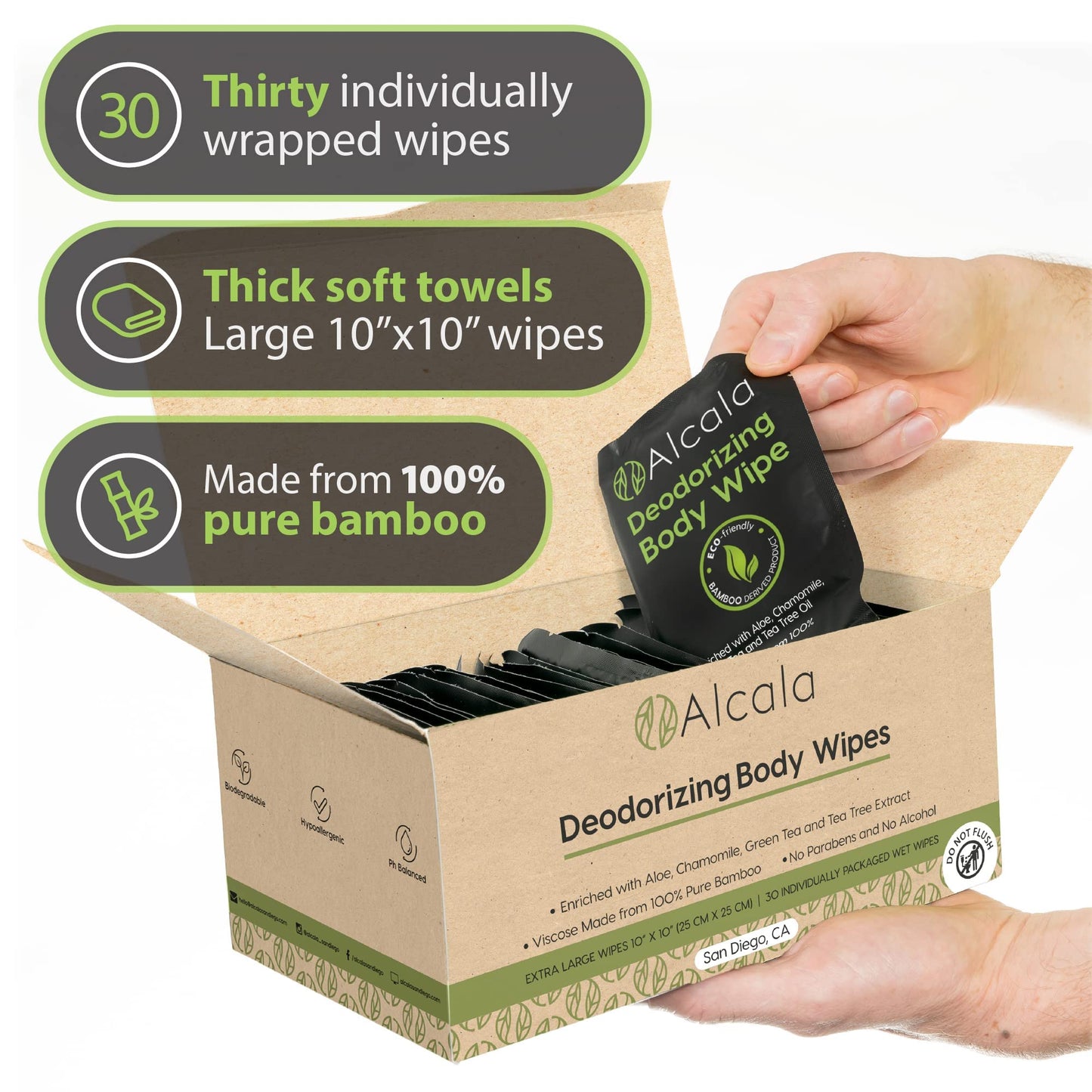 Biodegradable Bamboo Deodorizing Body Wipes