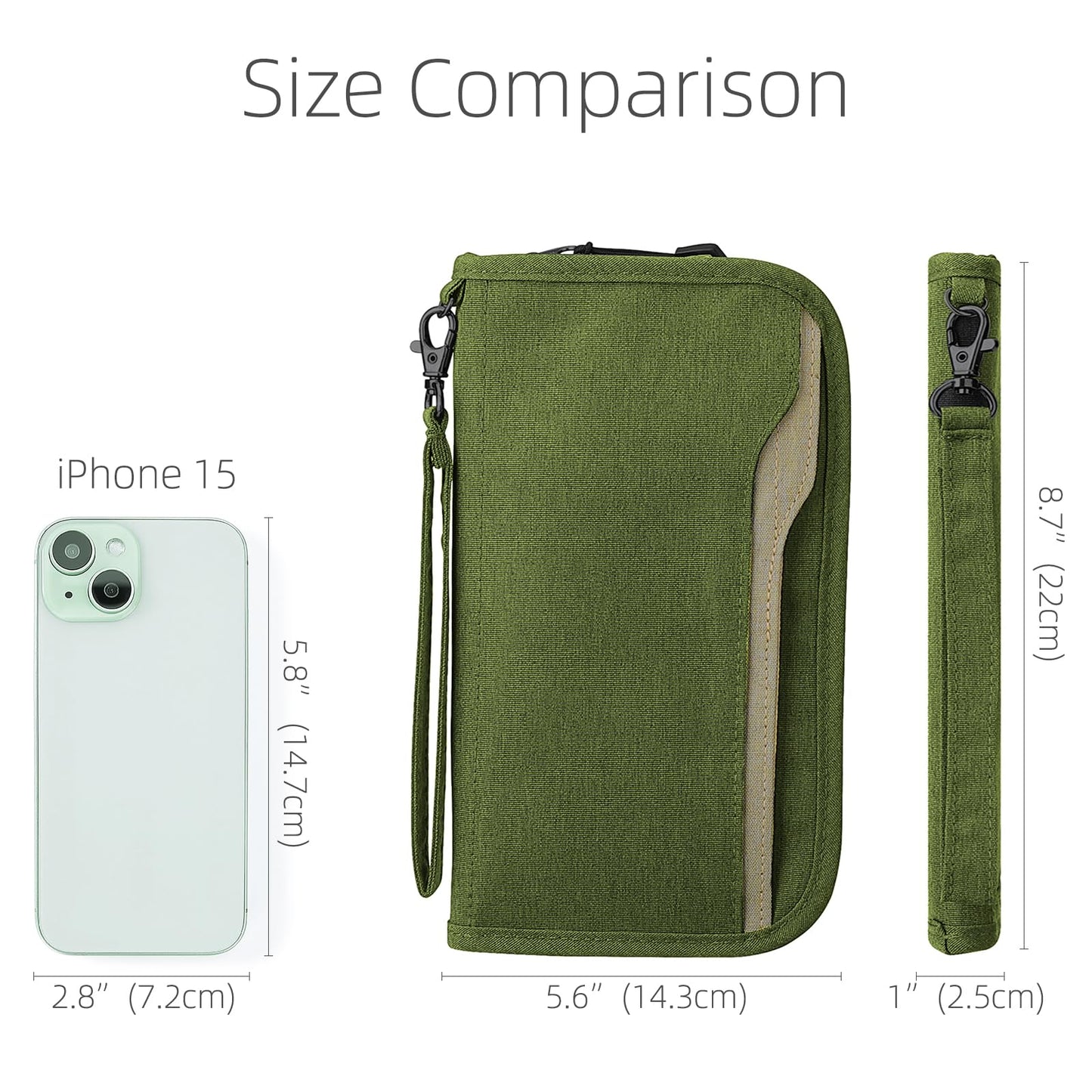 ZOPPEN Rfid Passport Holder Travel Wallet Family Documents Organizer Travel Accessories for 6 Passport, with Vaccine Card Slot Fits 4.3 X 3.5 inches Vaccine Card #06 Green