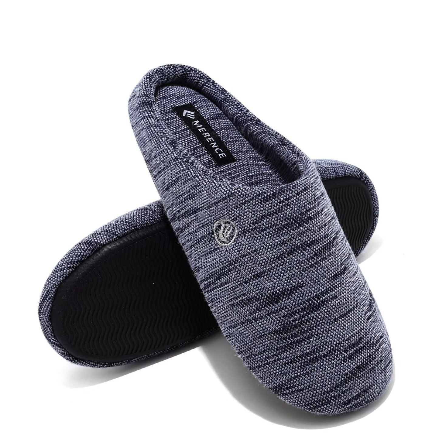 CIOR Unisex Men's and Women's Memory Foam Slippers Comfort Knitted Cotton-blend Closed Toe House Shoes Indoor Scuff -U118WMT002-21-T Blue-M-42.43