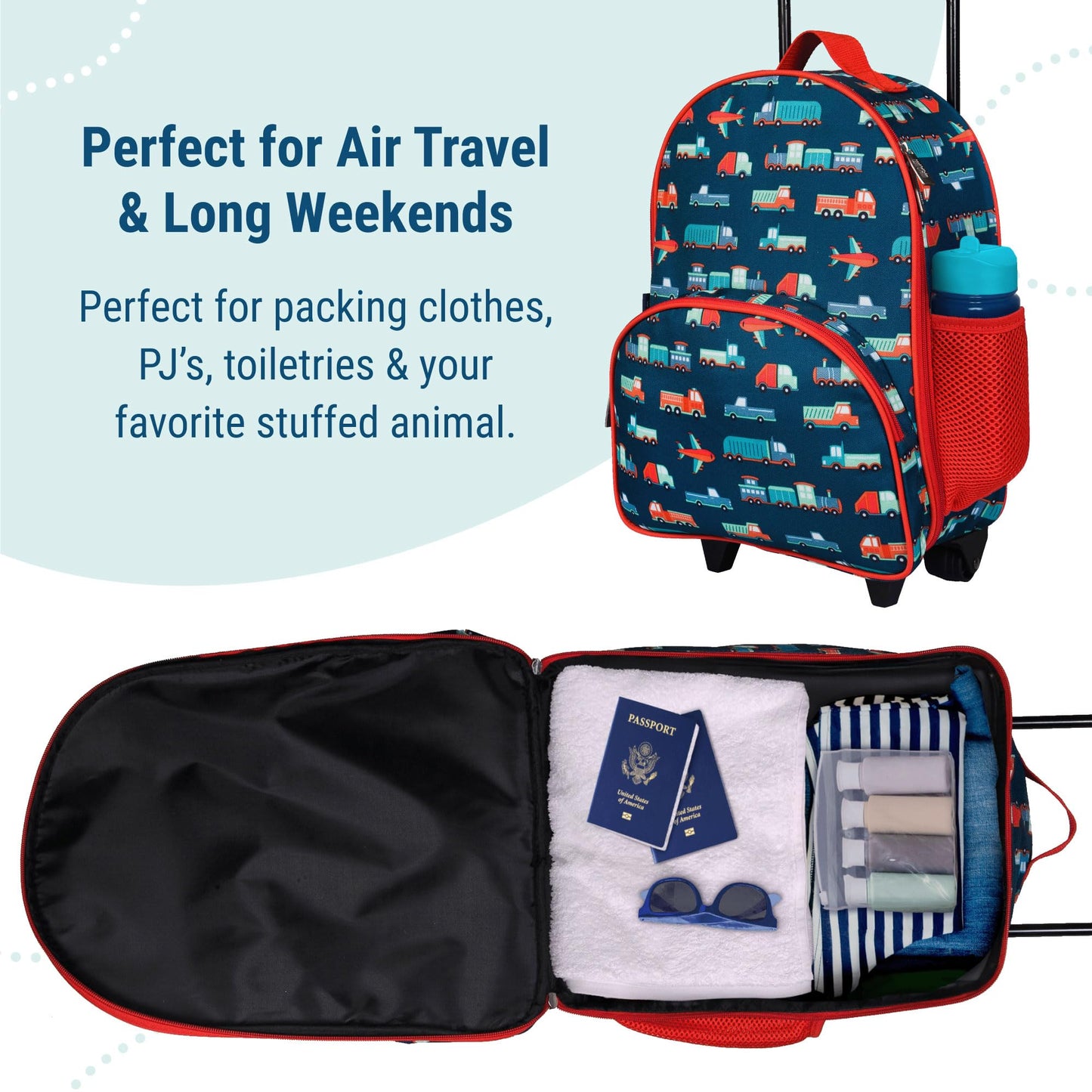 Wildkin Kids Roller Bag for Boys and Girls, Carry on Luggage Size is Perfect for School and Overnight Travel, Measures 16 x 12 x 6 Inches (Transportation)