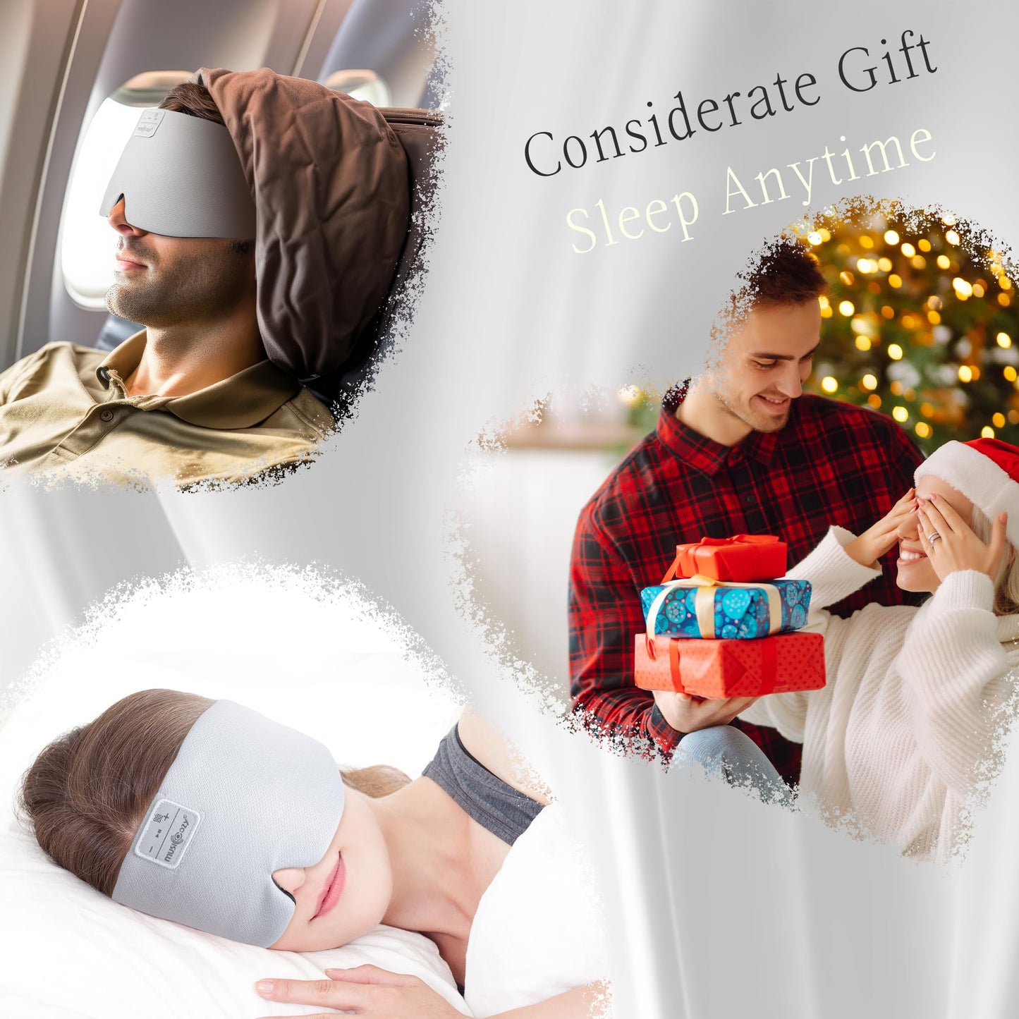 MUSICOZY Ice Silk Sleep Headphones with Bluetooth Mask, Eye Mask for Sleeping in Total Darkness, 5.4 Bluetooth Sleep Mask Sleep Headphones, Soft, Gifts for Men Women (Black)