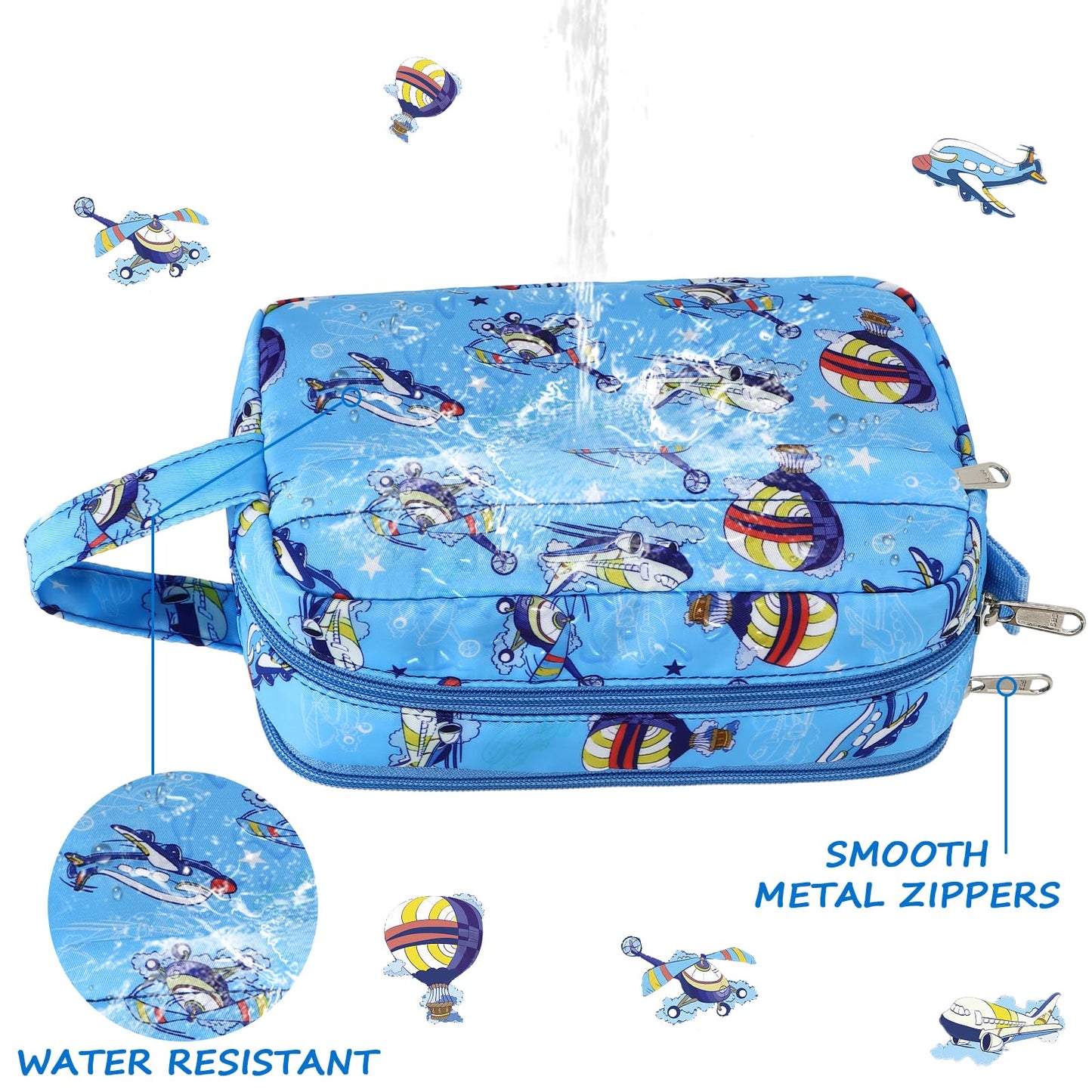 CAMTOP Kids Travel Toiletry Bag Cute Swim Bag for Boys Girls Waterproof for Toiletries Accessories Bathroom Stuff