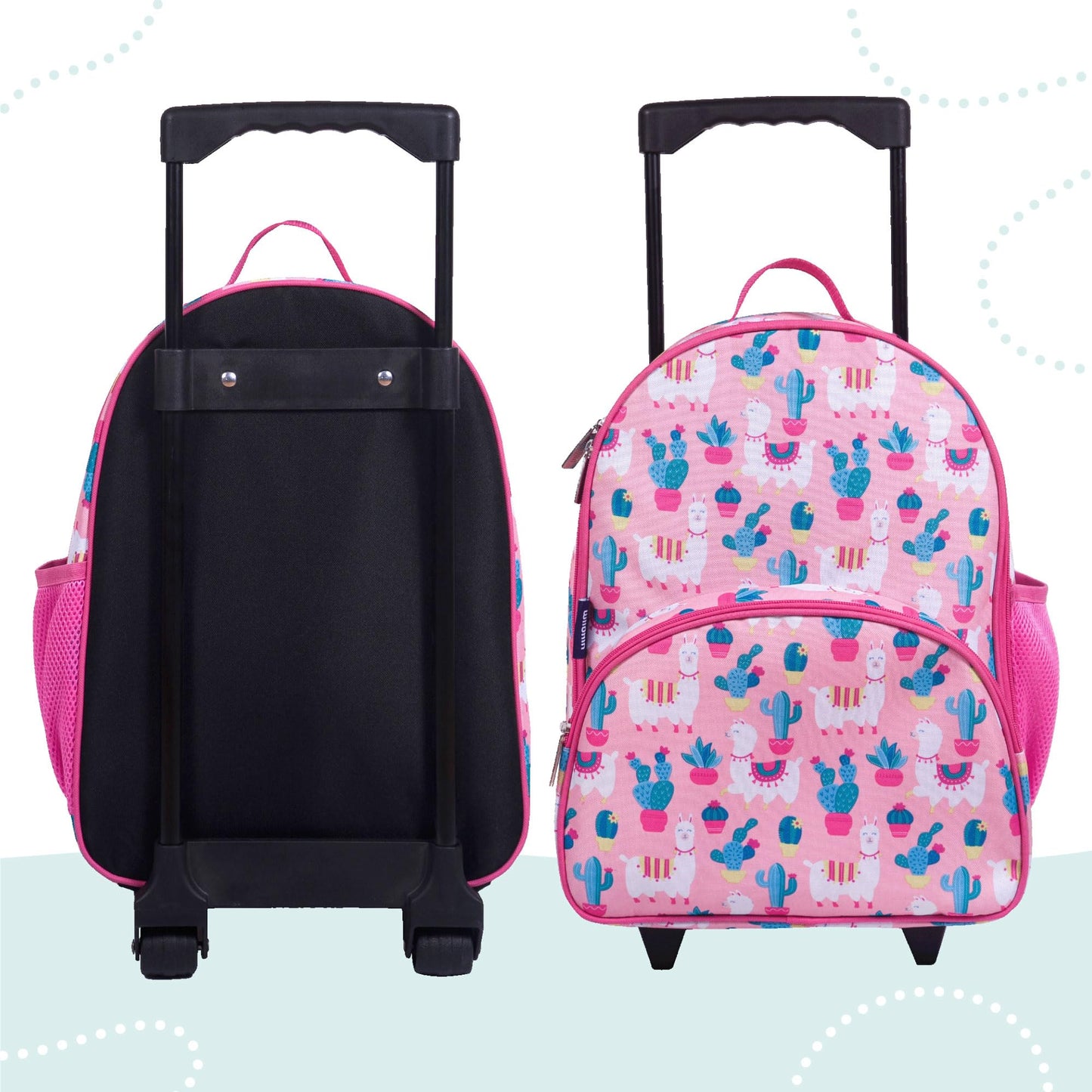 Wildkin Kids Roller Bag for Boys and Girls, Carry on Luggage Size is Perfect for School and Overnight Travel, Measures 16 x 12 x 6 Inches, BPA-free, Olive Kids (Llamas and Cactus)