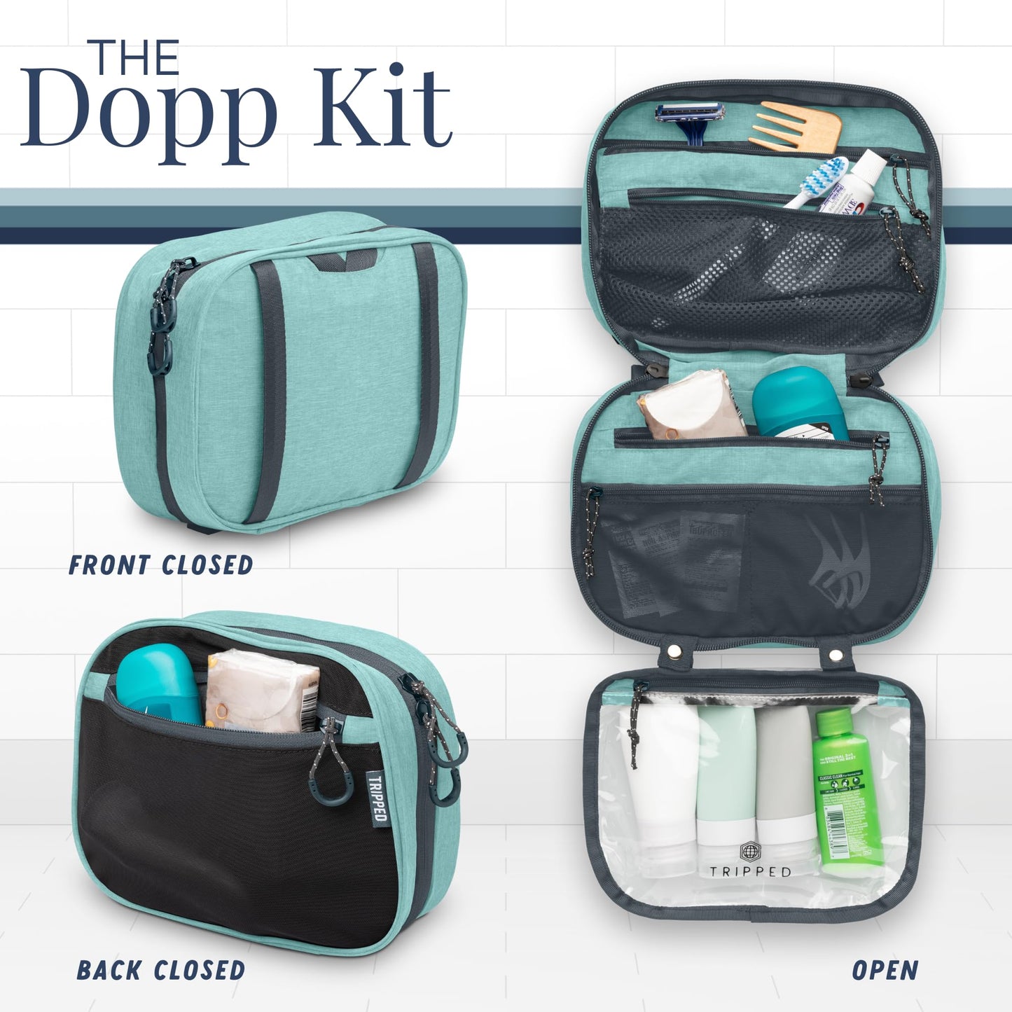 Versatile Travel Toiletry Bag Set with TSA Liquid Bag and Organizer (Turquoise)