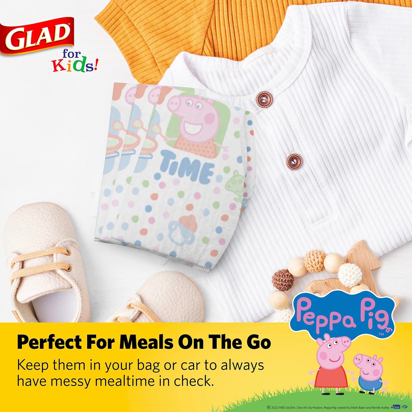 Glad Peppa Pig Paper Bibs, 30 Count with Cute Peppa Pig Design for Kids | Art & Craft Disposable Kids Bibs