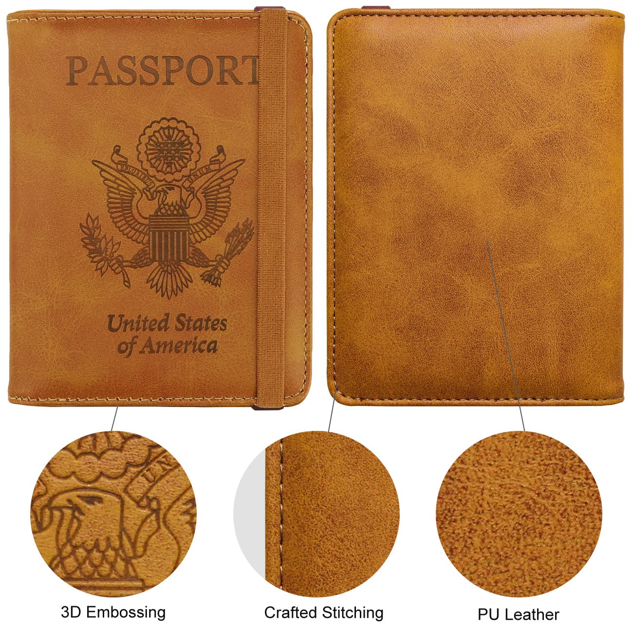 Travel Passport Wallet with RFID Shielding and Pen Slot (Brown)