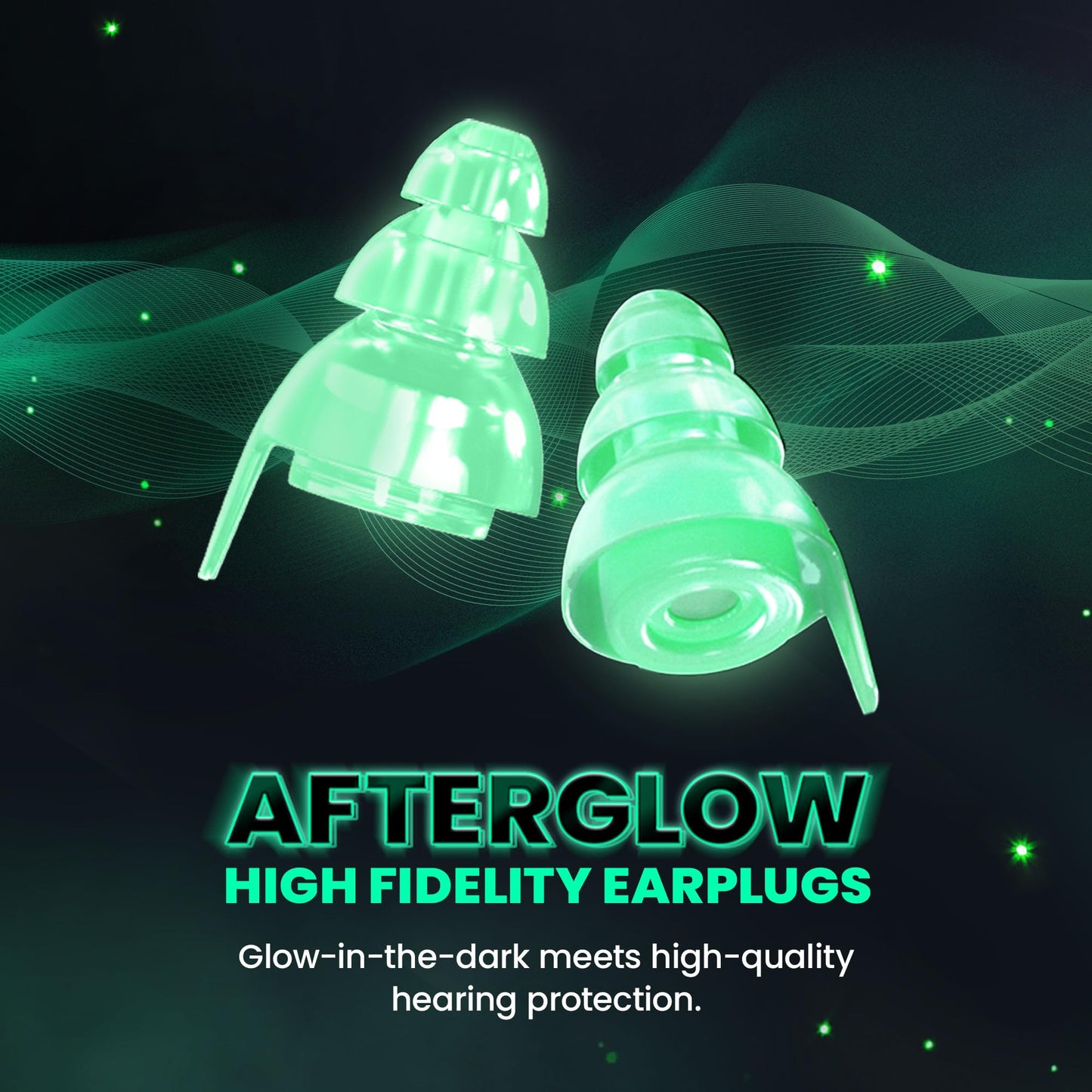 Eargasm Afterglow High Fidelity Earplugs - Reusable Glow-in-The-Dark Noise Reduction Hearing Protection Ear-Plugs with Carrying Case for Concerts, Festivals, Raves, Musicians, Live Music, Sports