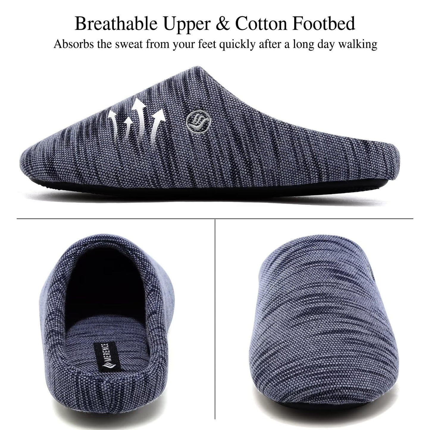 CIOR Unisex Men's and Women's Memory Foam Slippers Comfort Knitted Cotton-blend Closed Toe House Shoes Indoor Scuff -U118WMT002-21-T Blue-M-42.43