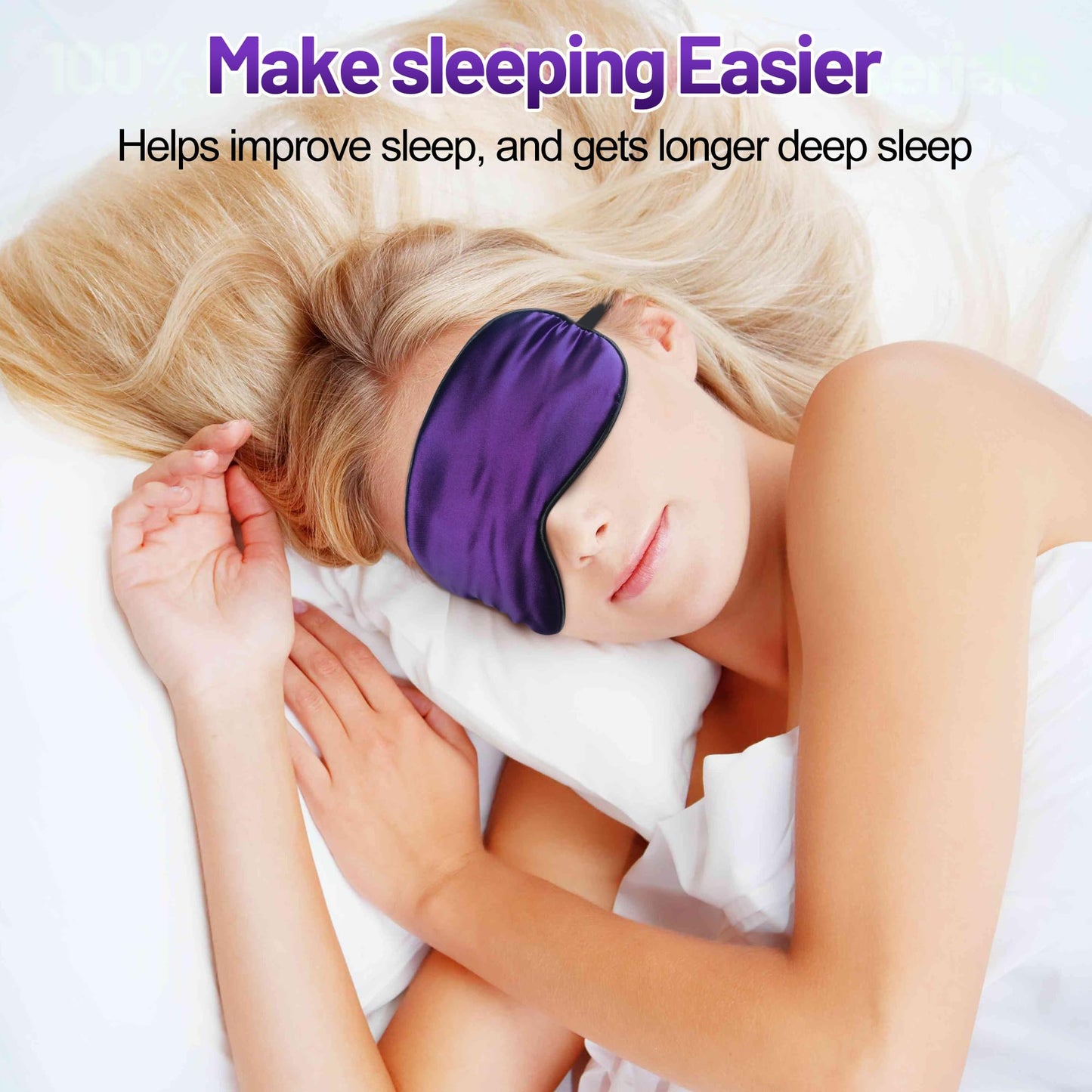 Sleep Mask, Silk Eye Mask for Sleeping with Adjustable Strap, Blindfold Eyeshade for Men & Women, Comfortable & Soft Eye Cover Eyeshade for Night Sleep (Dark Purple)