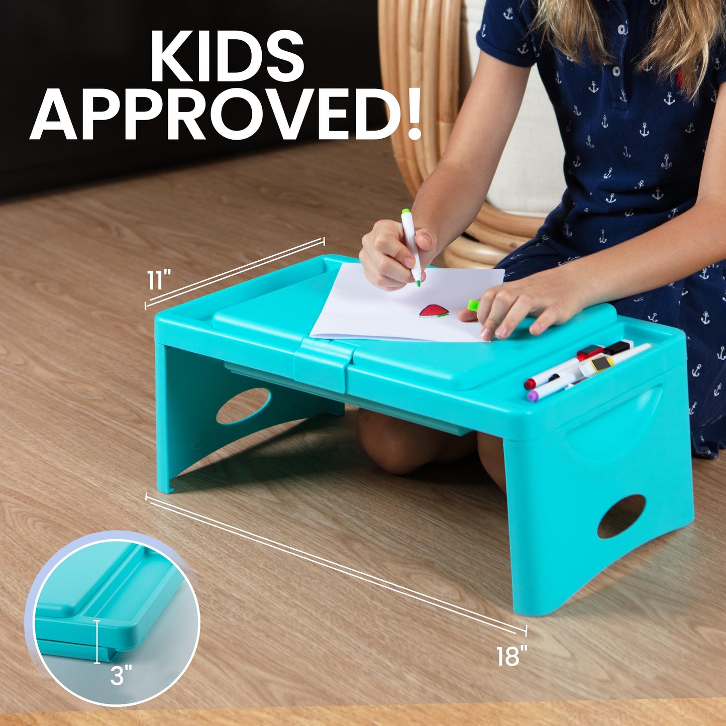 Loddie Doddie Foldable Lap Desk with Storage Pocket for Travel, Breakfast in Bed & Gaming - Car & Lap Tray Table for Children - Kids Desk - Car Travel Essentials for Long Trips