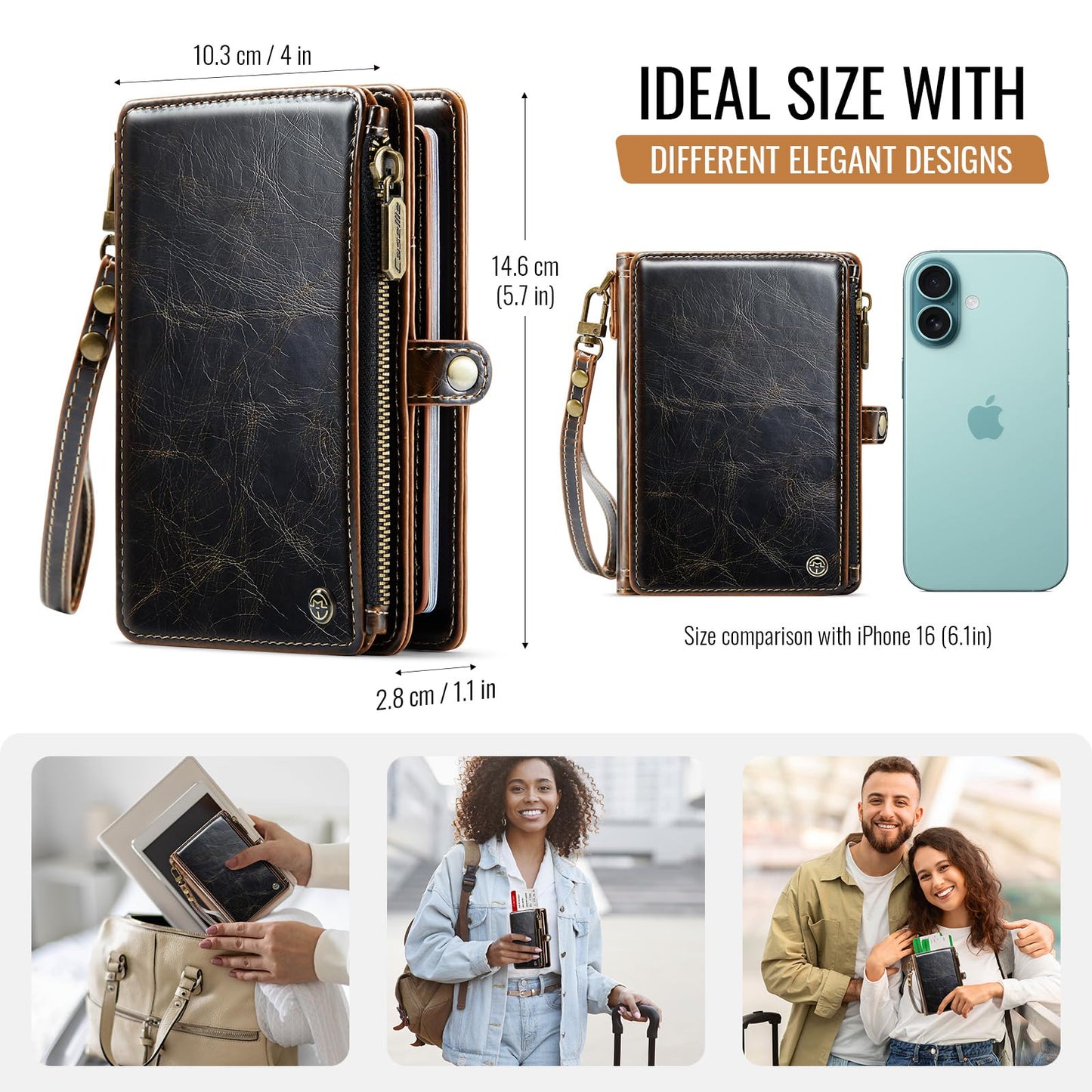 ASAPDOS Passport Holder Wallet Case Wallet for Men Women Coffee