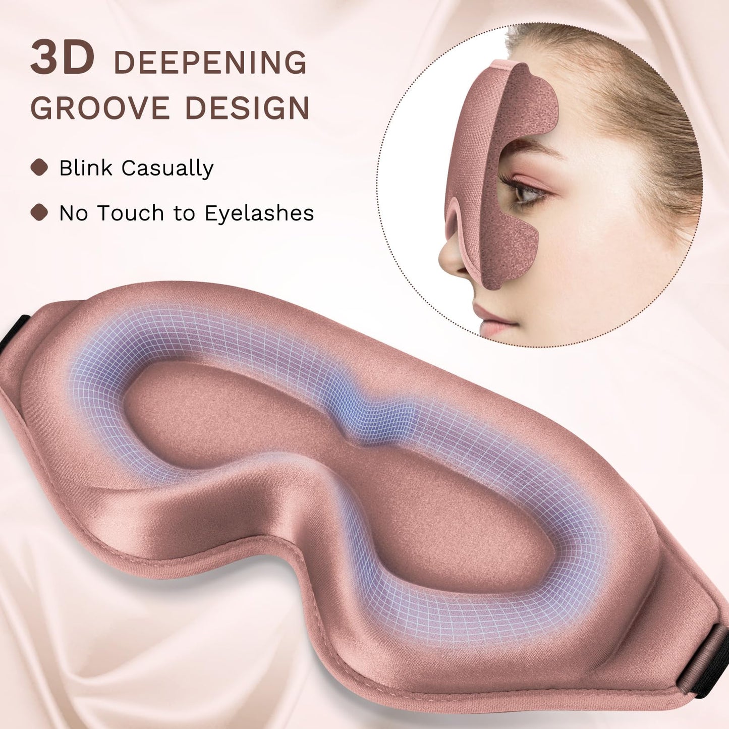 FlyCoco 3D Contoured Sleep Mask that Blocks 99% of Light (Rose)