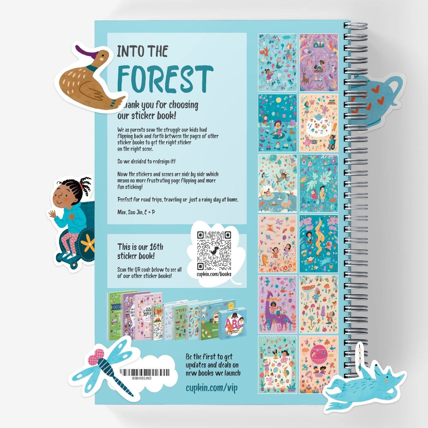 Whimsical Sticker Book Activity for Kids, Into The Forest by Cupkin, Toddler Airplane Travel Essentials, 500+ Stickers for Kids 12 Scenes + Coloring Book Pages, Crafts Ages 2-8